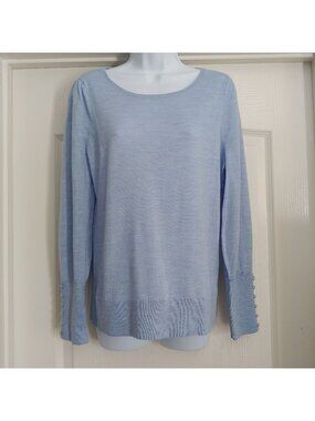 Talbots Merino Wool Pullover Sweater Preppy Office Blue Heather M